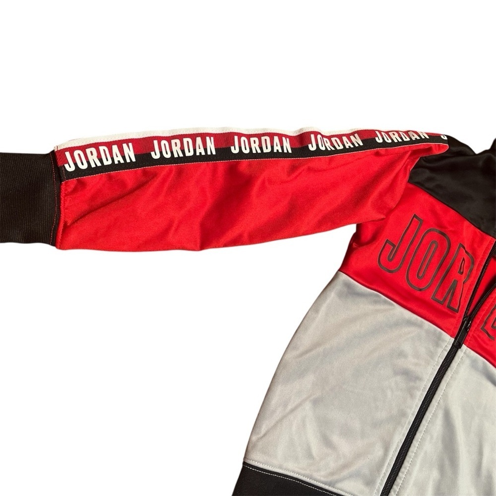 Air Jordan Little Kids Full Zip Track Jacket - Red, Black, & Grey Size 4 (XS) - Picture 4 of 8